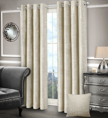 Intimates Jacquard Shimmer Ring Top Curtains - Modern Home Decor Curtains, Durable & Machine Washable - Stylish Window Treatment - Cream