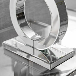 Furniturebox Chloe Mirrored Halo Shaped Table Lamp Light And Chic Black Fabric Shade Including A Rated Energy Efficient Led Bulb - thumbnail 3