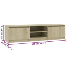 Berkfield Tv Cabinet Sonoma Oak 140X40X35.5 Cm Engineered Wood - thumbnail 7