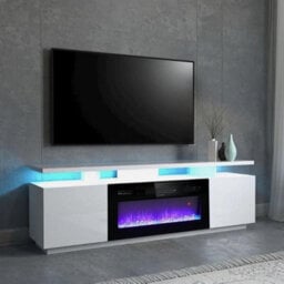 179Cm Tv Stand Cabinet High Gloss Electric Fireplace Unit With Led 12 Colour - thumbnail 3