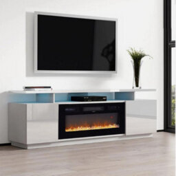 179Cm Tv Stand Cabinet High Gloss Electric Fireplace Unit With Led 12 Colour - thumbnail 1