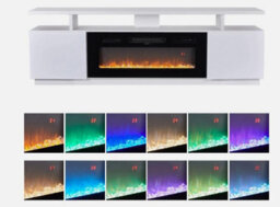 179Cm Tv Stand Cabinet High Gloss Electric Fireplace Unit With Led 12 Colour - thumbnail 2