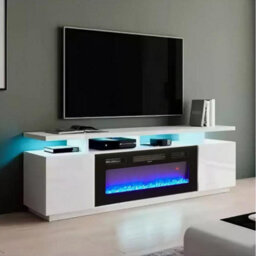 179Cm Tv Stand Cabinet High Gloss Electric Fireplace Unit With Led 12 Colour - thumbnail 5