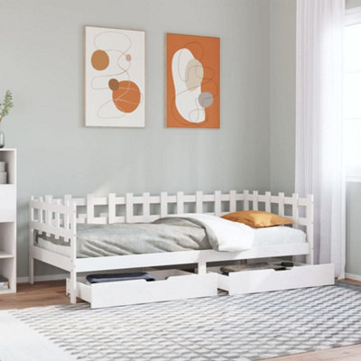 Berkfield Daybed With Drawers Without Mattress White 90X200 Cm Solid Wood - image 1