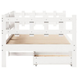 Berkfield Daybed With Drawers Without Mattress White 90X200 Cm Solid Wood - thumbnail 7