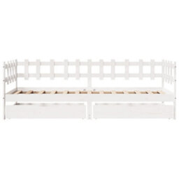 Berkfield Daybed With Drawers Without Mattress White 90X200 Cm Solid Wood - thumbnail 4