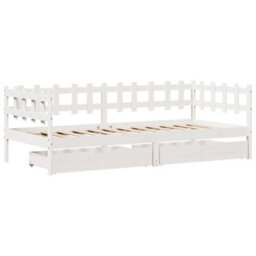 Berkfield Daybed With Drawers Without Mattress White 90X200 Cm Solid Wood - thumbnail 3
