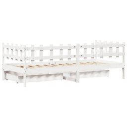 Berkfield Daybed With Drawers Without Mattress White 90X200 Cm Solid Wood - thumbnail 8