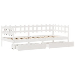 Berkfield Daybed With Drawers Without Mattress White 90X200 Cm Solid Wood - thumbnail 9