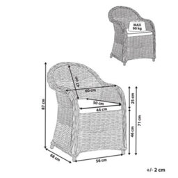 Beliani Garden Armchair Susua Ii Rattan Natural - thumbnail 3
