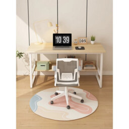 120 Cm Wood & White Home Office Desk Computer Desk With Shelf Desk - thumbnail 5