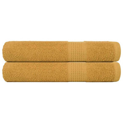Berkfield Towels 2 Pcs Gold 100X200 Cm 360 Gsm 100% Cotton - image 1