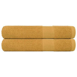 Berkfield Towels 2 Pcs Gold 100X200 Cm 360 Gsm 100% Cotton