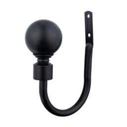 A.unique Home Pair Of Plain Round Ball Metal Holdbacks With Fittings - Matt Black - thumbnail 1