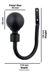 A.unique Home Pair Of Plain Round Ball Metal Holdbacks With Fittings - Matt Black - thumbnail 4