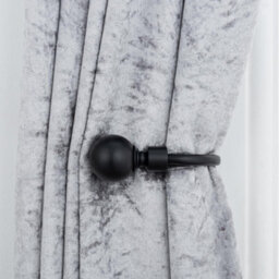 A.unique Home Pair Of Plain Round Ball Metal Holdbacks With Fittings - Matt Black - thumbnail 5