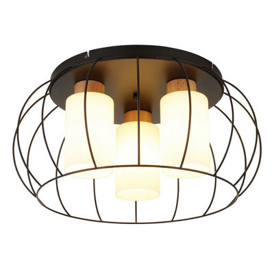 Luminosa Lighting Luminosa Rowena Wire Semi Flush Ceiling Light Matt Black 3X E27 - image 1