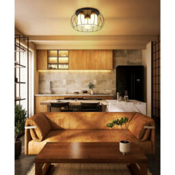 Luminosa Lighting Luminosa Rowena Wire Semi Flush Ceiling Light Matt Black 3X E27 - thumbnail 2