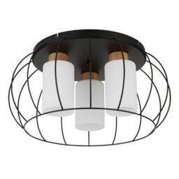 Luminosa Lighting Luminosa Rowena Wire Semi Flush Ceiling Light Matt Black 3X E27 - thumbnail 3