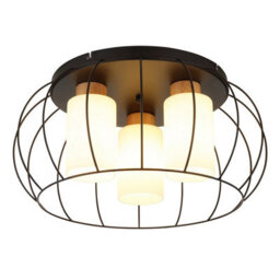 Luminosa Lighting Luminosa Rowena Wire Semi Flush Ceiling Light Matt Black 3X E27