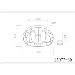 Luminosa Lighting Luminosa Rowena Wire Semi Flush Ceiling Light Matt Black 3X E27 - thumbnail 5