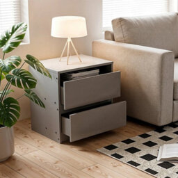 Modern Bedside Cabinet Nightstand Table 2 Drawer Bedroom - thumbnail 5