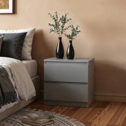 Modern Bedside Cabinet Nightstand Table 2 Drawer Bedroom - thumbnail 6