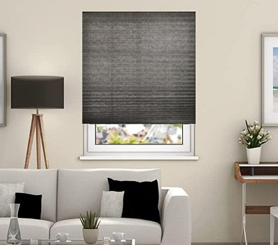 Temporary Dim Out Pleated Blind Shade 200Cm Drop 75Cm Width Charcoal Grey Pleated Blind