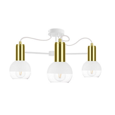 Luminosa Lighting Luminosa Arne Multi Arm Semi Flush Ceiling Light White, Gold, 60Cm, 3X E27