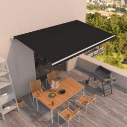 Berkfield Manual Retractable Awning 500X350 Cm Anthracite