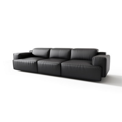 Valencia Valentina Leather Three Seats Recliner Sofa Black Nappa 11000 Leather Kiln-Dried Wood Adjustable Headrest - image 1