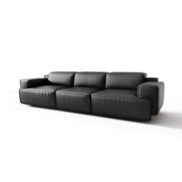 Valencia Valentina Leather Three Seats Recliner Sofa Black Nappa 11000 Leather Kiln-Dried Wood Adjustable Headrest - thumbnail 1
