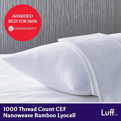 Xample Luff Silverlining 1000 Thread Count 100% Organic Bamboo Pillowcase Pair, White Hypoallergenic Cooling Moisture Wicking - image 1