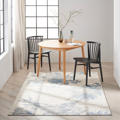 Enchanting Ech01 Ivory Grey Blue Abstract Rug By Calvin Klein-97Cm X 152Cm - image 1