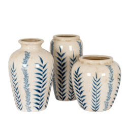 Small Blue Flora Olpe Vase - Elegant Floral Decor Accent - thumbnail 4
