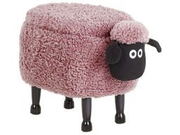 Beliani Pink Sheep Faux Fur Footstool With Lift-Up Storage And Black Rubberwood Legs, 55 X 35 X 40 Cm - thumbnail 3