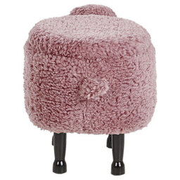 Beliani Pink Sheep Faux Fur Footstool With Lift-Up Storage And Black Rubberwood Legs, 55 X 35 X 40 Cm - thumbnail 6