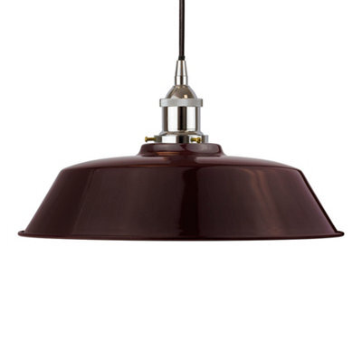 Burgundy Red Chancery Painted Dome Pendant Light With Nickel Lamp Holder And Black Round Cable - Se Home - image 1