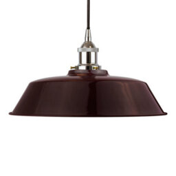 Burgundy Red Chancery Painted Dome Pendant Light With Nickel Lamp Holder And Black Round Cable - Se Home - thumbnail 1