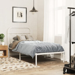 Berkfield Metal Bed Frame Without Mattress With Headboard White 90X190Cm