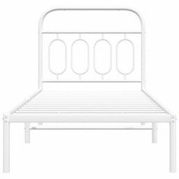 Berkfield Metal Bed Frame Without Mattress With Headboard White 90X190Cm - thumbnail 4