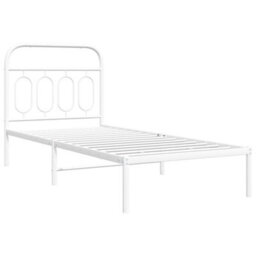 Berkfield Metal Bed Frame Without Mattress With Headboard White 90X190Cm - thumbnail 3