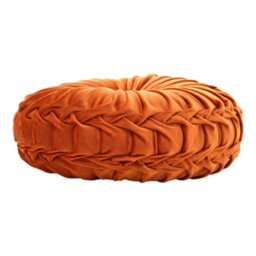Living And Home Orange Comfortable Supportive Modern Round Pumpkin Pleated Velvet Throw Pillow Sofa Cushion Seat Pad Dia 45 Cm - thumbnail 5