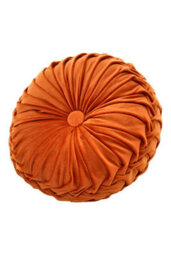 Living And Home Orange Comfortable Supportive Modern Round Pumpkin Pleated Velvet Throw Pillow Sofa Cushion Seat Pad Dia 45 Cm - thumbnail 6
