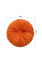 Living And Home Orange Comfortable Supportive Modern Round Pumpkin Pleated Velvet Throw Pillow Sofa Cushion Seat Pad Dia 45 Cm - thumbnail 7