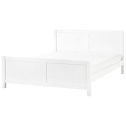 Beliani Bed Wood Champagnat 180 X 200 Cm (Eu Super King) White - thumbnail 1
