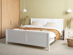 Beliani Bed Wood Champagnat 180 X 200 Cm (Eu Super King) White - thumbnail 2
