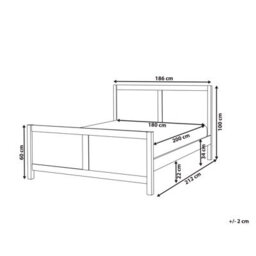 Beliani Bed Wood Champagnat 180 X 200 Cm (Eu Super King) White - thumbnail 3