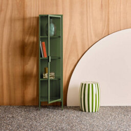 Sweeek - Sideboard, Steel And Tempered Glass Display Cabinet With 1 Door Green 40X35X160 Cm - Arkansas - thumbnail 4