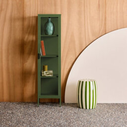 Sweeek - Sideboard, Steel And Tempered Glass Display Cabinet With 1 Door Green 40X35X160 Cm - Arkansas - thumbnail 1